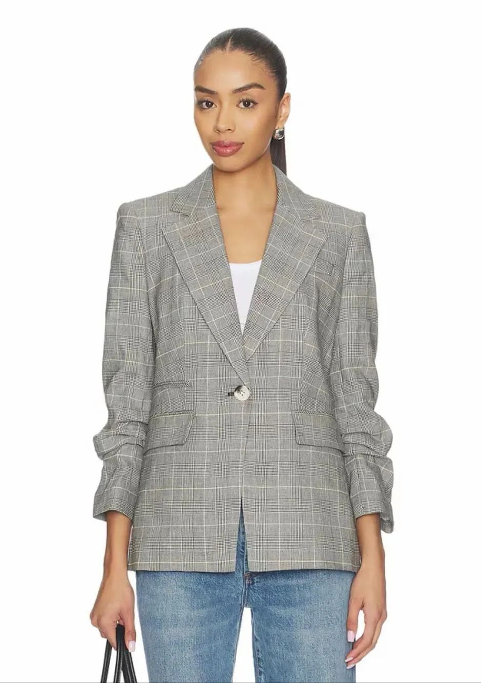 Veronica Beard Battista Dickey Jacket in Black Multi 6 Linen Blend